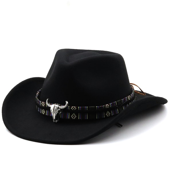 Män Kvinnor Western Cowboy Hatt Med Ko Huvud Band Bred Brätte Hatt 46d3 |  Fyndiq