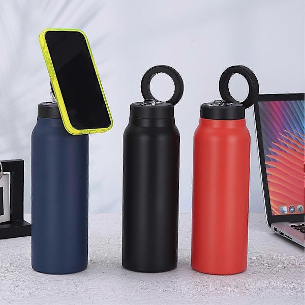 Magnetisk Telefonholder Isolert Krus Rustfri Vannflaske Bursdag Julegave Silver