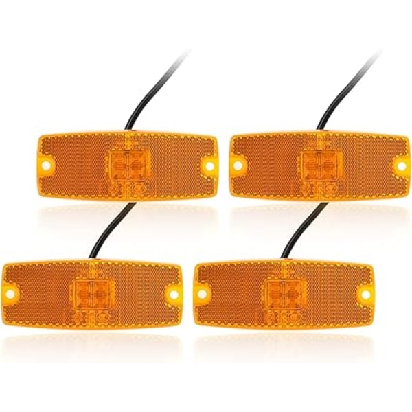 4 st 12V/24V orange LED-positionsljus med reflektor, sidomarkeringsljus