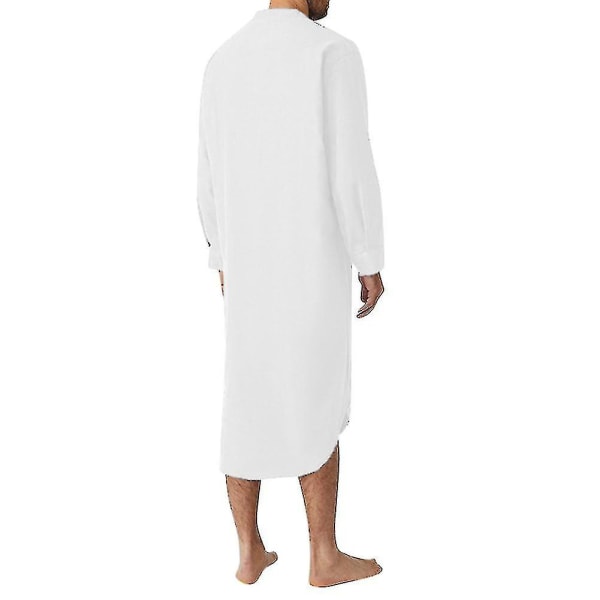 Herre Hood -piece Sleepshirt Skjorte Mykt natttøy Vanlig kjole Pyjamas CMK White M