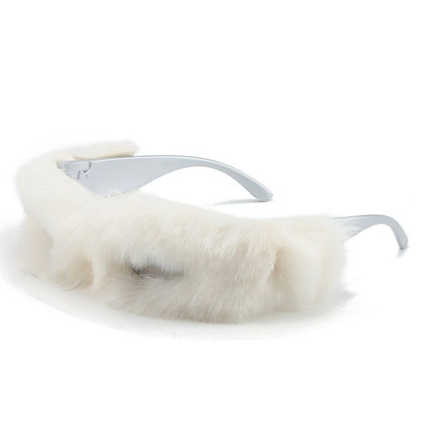 Mode Färg Fuzzy Solglasögon För Kvinnor Personliga Anti-Green Glasögon För Club Makeup Party White