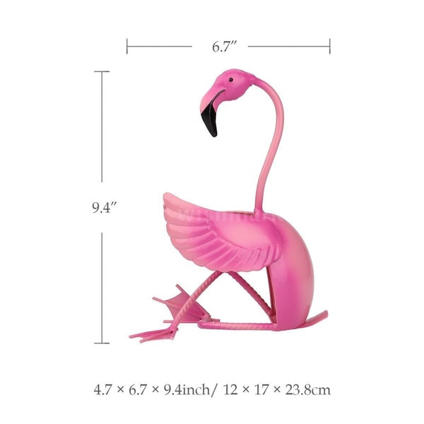 Flamingo Vinställ Metall Skulptur Dekorasjon Hantverk 1st
