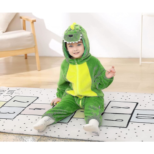 Småbarn Tiger Dinosaur Dyr Fancy Dress Kostyme Hette Jumpsuit A Green Dinosaur 130cm