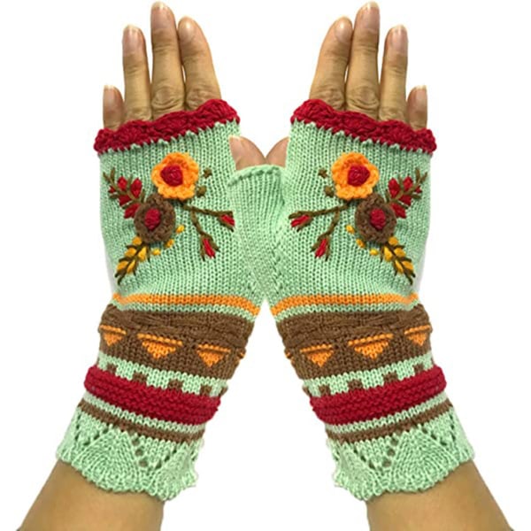 Vintage Multicolor Knit Gloves
