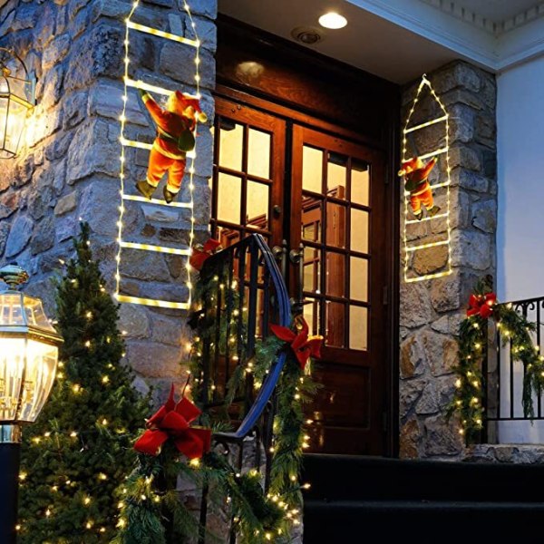 Dekorativa stegljus for jul med jultomten Warm white 76CM