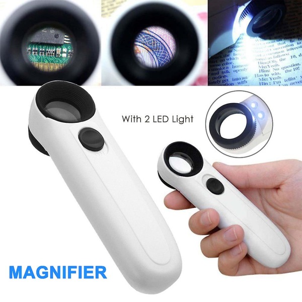 Magnifier 40x Handheld Jewelry Loupe Loop With 2 Led Lights