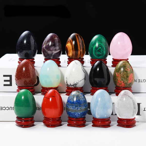 【Mingbao butik】 Naturlig krystallrå steinmalmmerkede eggpynt er egnet for barns gaver og mineralelskere. A 20mmX30mm (NO Base Holder)