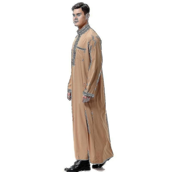 Men islamsk Saudi Muslim Lang Robe Dubai Arab Thobe Kaftan Klær Xinda CMK Camel XL