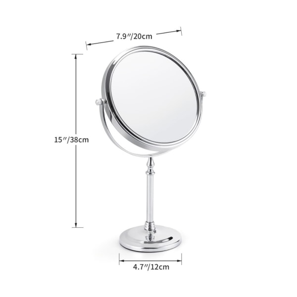 8In 5X 7X 10X Makeup Mirror 360 Mirror 8" hvit uten LED white without LED