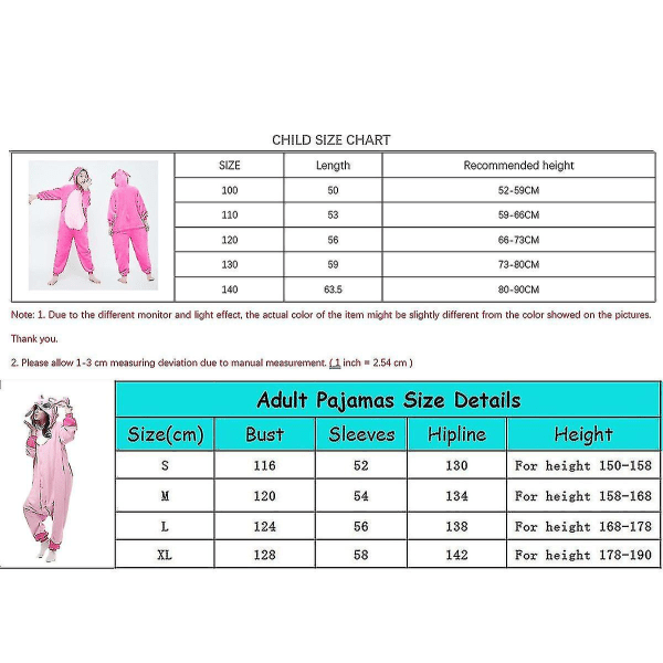 Stitch Costume Pyjamas Onesie Anime Kid Voksen Jumpsuit Natttøy Dyre-hettegenser V CMK Pink Child 100cm