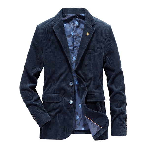 Vintage blazer til afslappet fløjlsdragt til mænd blå blue M