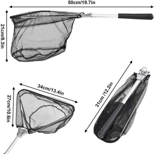 Sammenleggbart fiskelandingsnett Teleskopisk rustfritt fiskenett