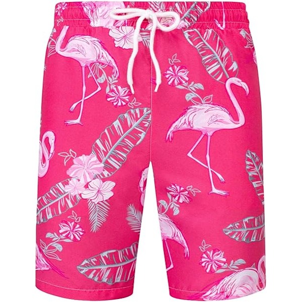 Herre Hawaiisk skjorte og shorts sæt Regular Fit kortærmet casual funky strand flamingo skjorte sæt XL XL Pink