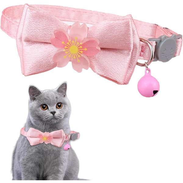 Kattehalsbånd med sløyfe, HANSHILAI kattungehalsbånd for Kitty med klokkesikkerhetshalsbånd for kjæledyr for guttepike Justerbar lengde (farge3)