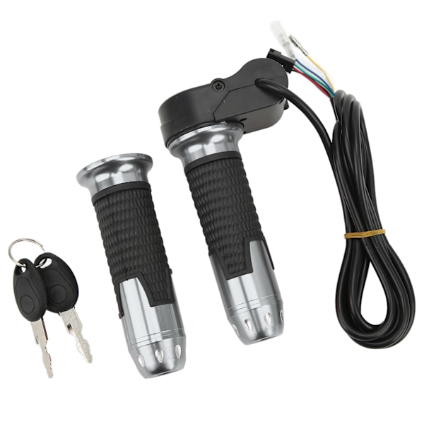 1 par 12V-99V gasshåndtak Universal vridningsgasshåndtak med nøkler for Elsykkel ScooterGrey 0.4