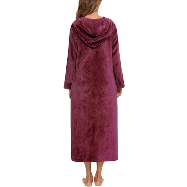 Dam Keps med Dragkedja Upp Fleece Morgonrock Plysch Badrock Mjuk Varm Morgonrock XL