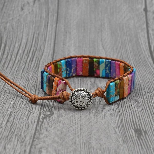 Chakra Imperial Jaspis Natursten Pärlor Wrap armband