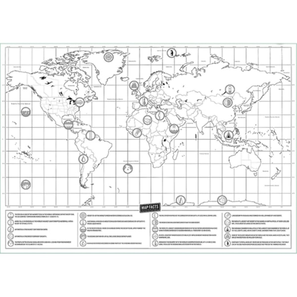Skrabekort / Scratch Map / Verdenskort - 82 x 59 cm Gold Guld