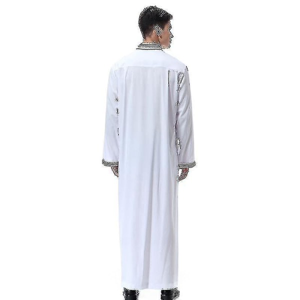 Men islamsk Saudi Muslim Lang Robe Dubai Arab Thobe Kaftan Klær Xinda CMK White XL