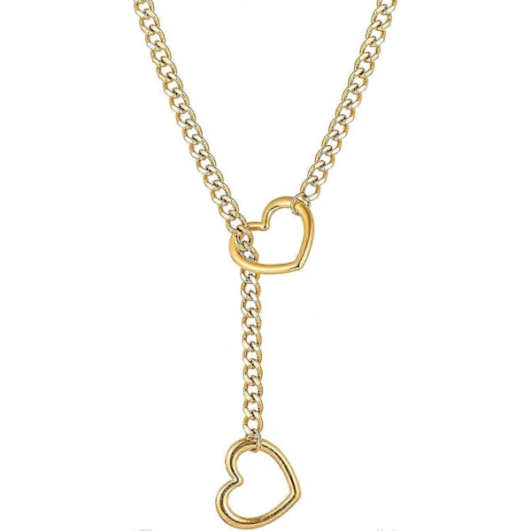 Hjerteformet O-ring Slip Chain Halskæde til Kvinder Rustfrit Stål Kubansk Kæde Hjerteformet Halskæde Punk Rock Choker Halskæde Håndlavet Gold