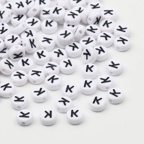 50/100/200 kpl/erä 7x4 mm Valkoinen Pyöreä A-Z Aakkos Kirjain Akryyli Löysät Välihelmet korutarvikkeisiin tee-se-itse rannekoru K