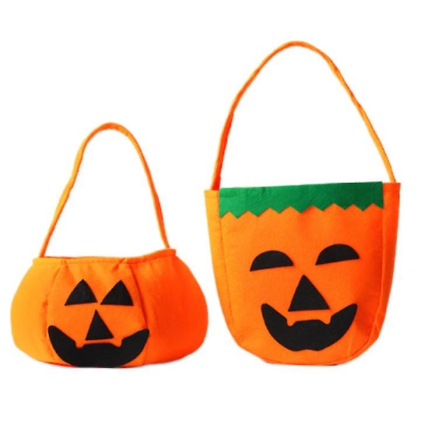 2pcs Halloween Pumpkin Bag Portable Three-dimensional Non-woven