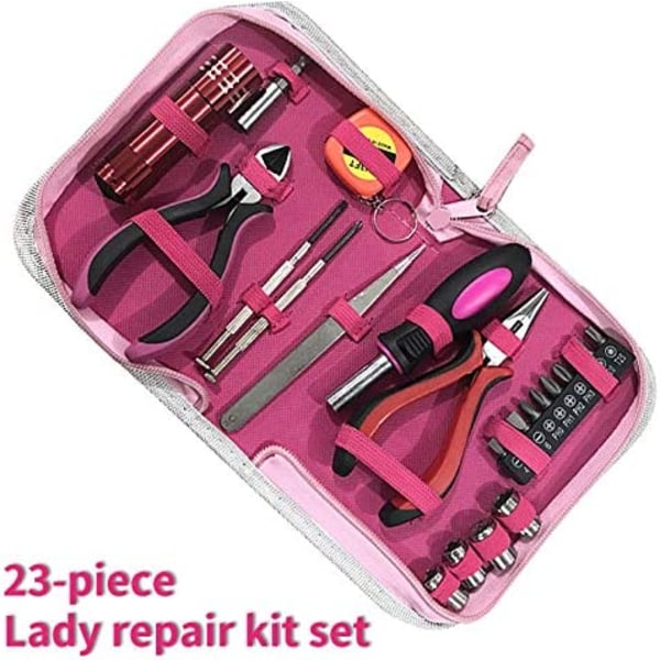 Kvinnor 23-delad rosa verktygssats Set
