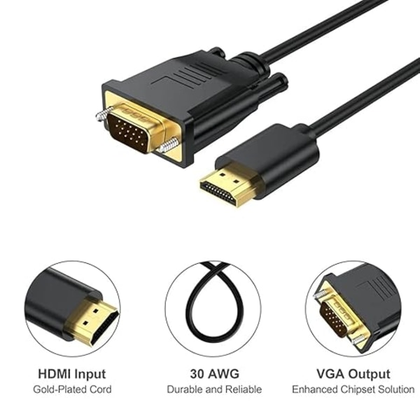 HDMI - VGA -kaapelisovitin 1,8 m Black Svart