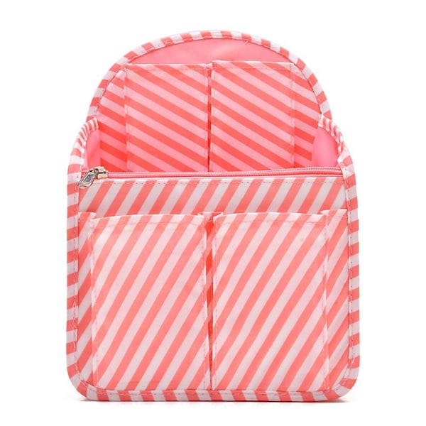 Reppu Säilytyslompakko Sisäpussi Lokero Lajittelulaukku Vuori Organiz Pink Stripe