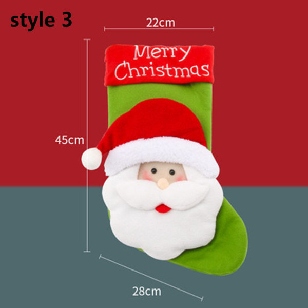 Stor julstrumpa Santa Claus strumpor Godis presentpåse style 4