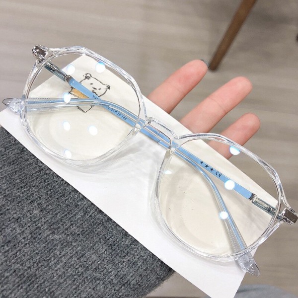 ZUEE Transparent Datorglasögonbåge Kvinnor Män Antiblått ljus Runda glassögon Blockeringsglasögon Optisk glassögon A-Grey