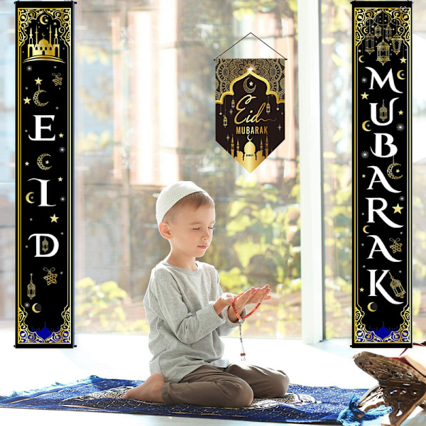 Eid Mubarak -ovibanneri ovibannereille, koristeille, kuistibannereille, ulko-ovelle, kylteille