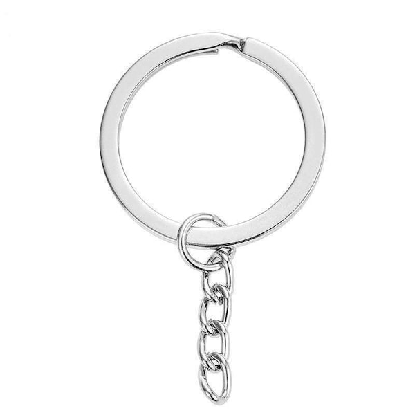 50-pak - Nøgleringe 25mm - Kort kæde Silver Silver