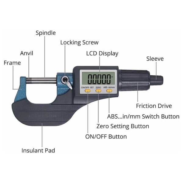 0-25mm LCD Digital Elektronisk Mikrometer Digital Palmer Udendørs M