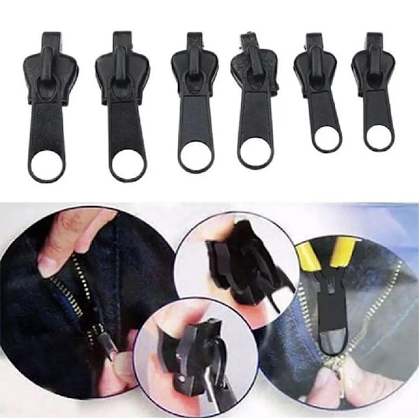 6-pak Instant Fix Lynlås Reparationssæt Udskiftning Zip Slider DIY A A one size