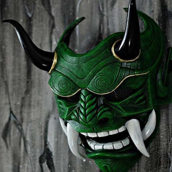 Ghost Hannya Halloween Masquerade Mask Prajna Half Face Masks Green