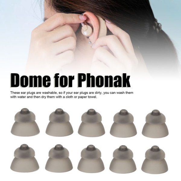【Mingbao butik】 10-Pack lydforsterker Dome dobbeltlags åpen vaskbar silikon øreplugger svart for Phonak 11 mm Black 10 PCS/11mm