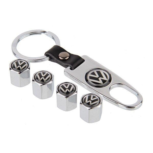 VW logo ventilhætter med nøglering Sølv Silver one size