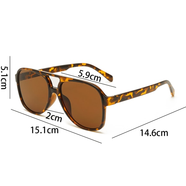 Klassisk Polarized Aviator Solglasögon for Kvinnor Män Retro UV Leopard Frame Tea Tablets