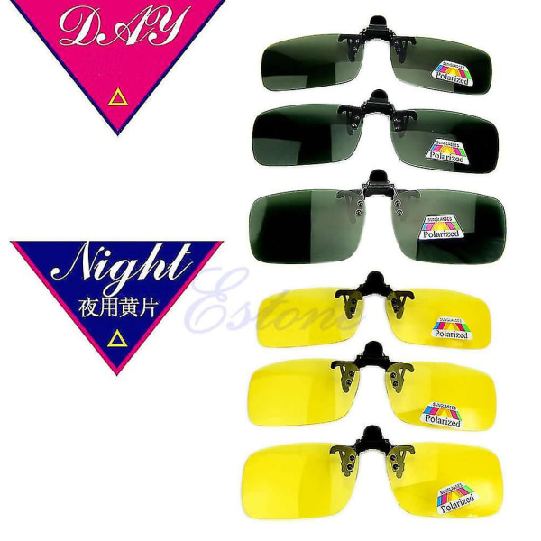 Nya Day Night Vision Polarized Driving Clip-on Flip-up linse Solglasögon Glasögon Dark green Green