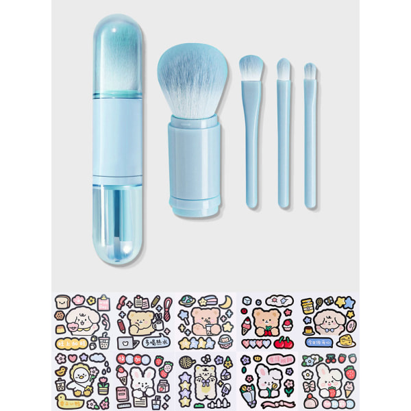 Cartoon Retractable 4 in 1 Travel Portable Makeup Brush Set