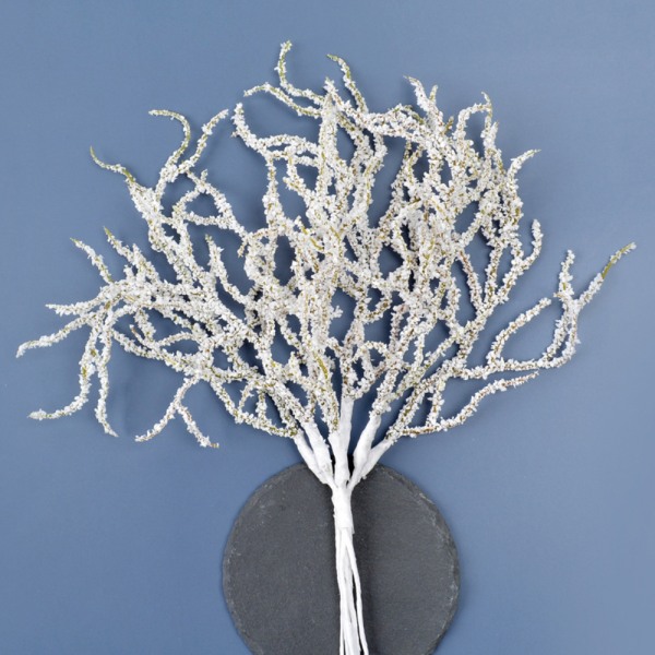 Konstgjord växt White Snow Pine Branch Jul Heminredning