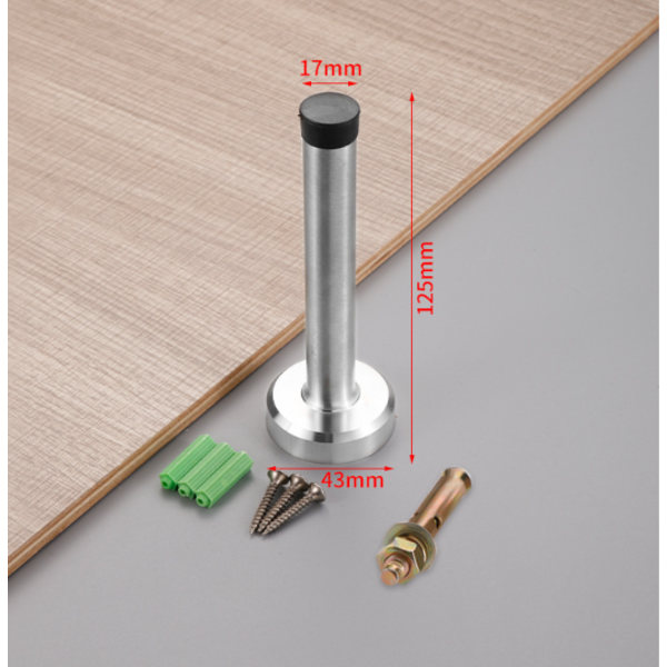 Dørstopp i rustfritt stål - anti-kollisjon - gummilimiter - veggmontert - forhindrer støt og forlenger dørkollisjon 120mm long punching (bag + screw) 4 Pcs