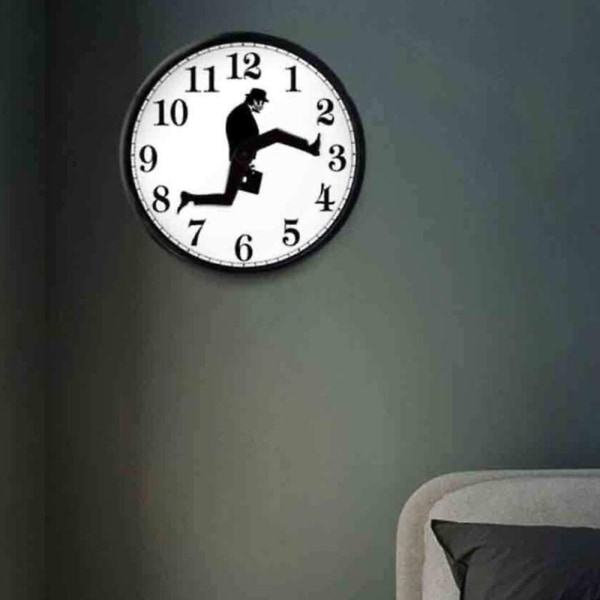 Inspirert Silly Walk Väggklocka Creative Silent Mute Clock Decor black