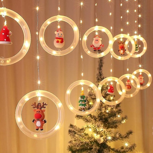 Julstämning dekoration rum fönster stjärna LED-lykta som önskar isremsa ljussnöre dekorati U