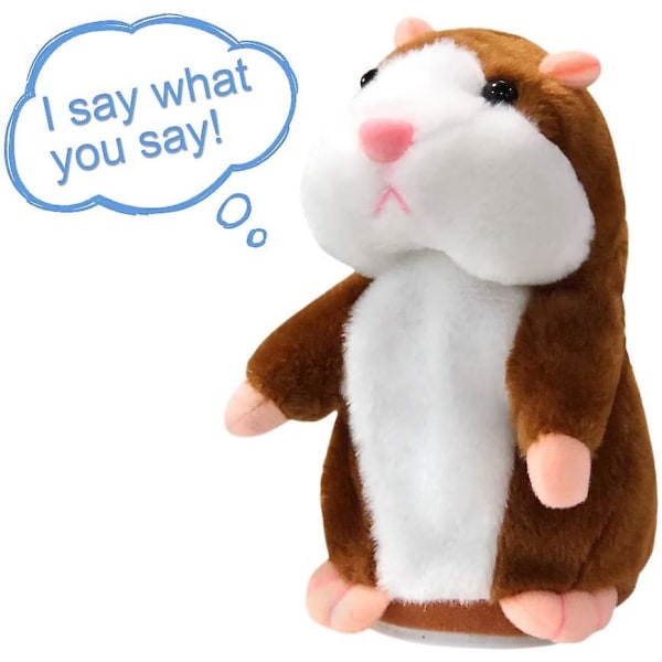 Talking Hamster Plysj Leke Gjenta Funny Kids Stuffed Interactive Brown
