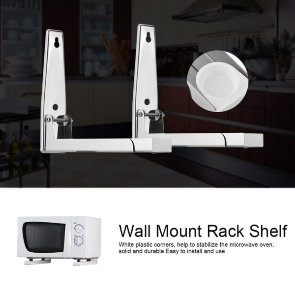【Tricor butik】 2x Køkken rustfrit stål Mikrobølgeovn beslag Robust sammenfoldelig vægmonteret vægmonteret stativhylde