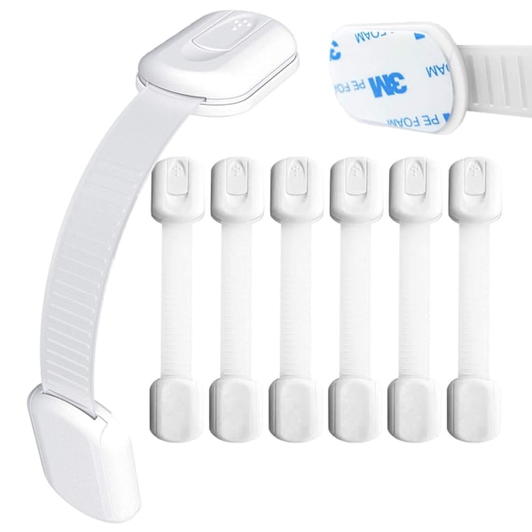 10X Barnesikring sikkerhetslås for skuffer Hvit White one size