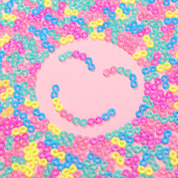 500 Loom Bands S-klämmor, Färgglada S-klämmor Gummiband, Plastlänkklämma, Påfyllningskit Loom Band Krokar, För att Göra DIY Armband Länk