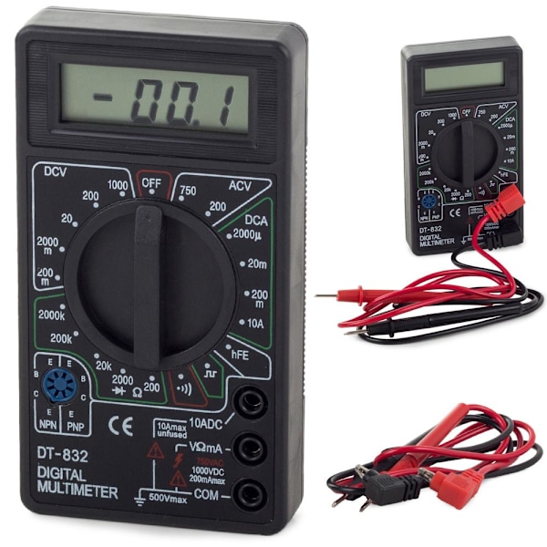 Digital Multimeter med LCD Signal Black Svart